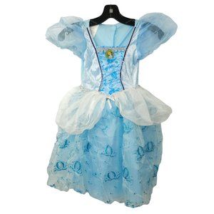 Disney Cinderella Fantasy Play Costume Gown Dress Girls Size 4 - 6X Blue White